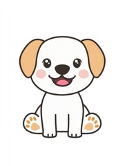 A cheerful cartoon-style dog sits happily, characterized by its playful appearance and friendly expression, making it appealing for children and pet lovers alike.