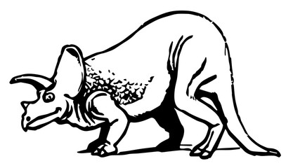Triceratops, Vintage Style Illustration
