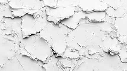 Obraz premium Textured white plaster wall with cracks and rough surface details
