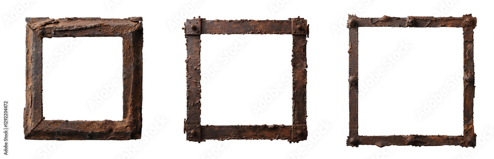 Poster rustic metal frames with weathered texture and unique style arrangement