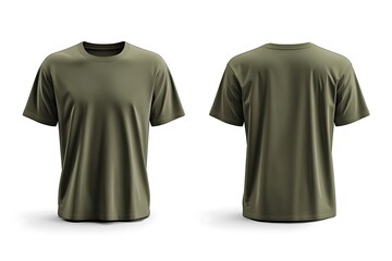 Olive green t-shirt, front and back. Mockup for design