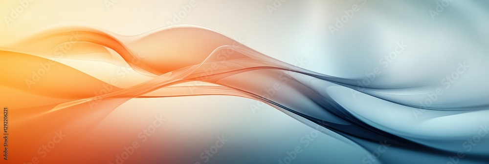 Poster Soft, flowing waves of color blend seamlessly in an artistic representation of tranquility and motion. Generative AI