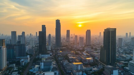 sunset over the city
