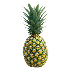 Obraz premium Fresh pineapple isolated on Transparent background showcasing its vibrant texture and color, pineappleisolated on PNG background
