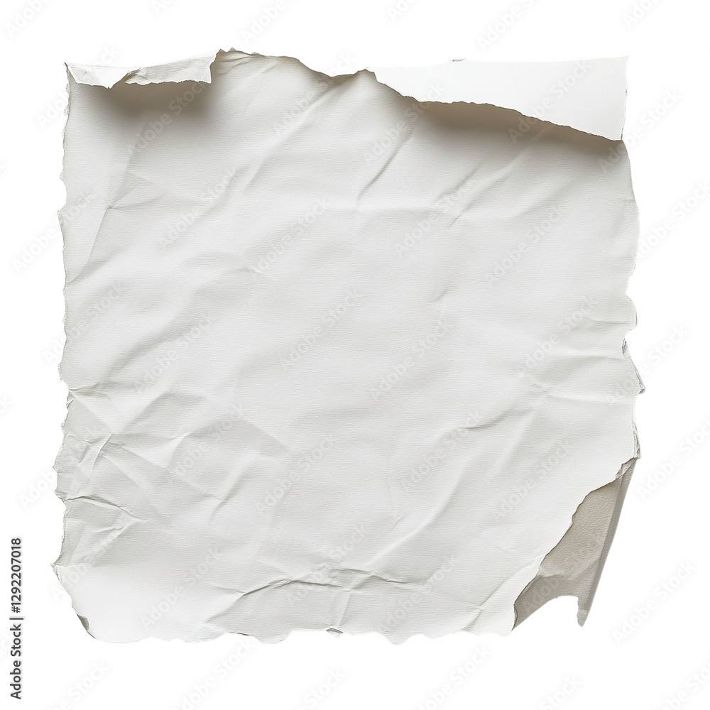 Aufkleber crumpled white paper isolated on transparent background with clipping path for design and creative p