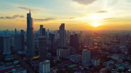 Fototapeta premium Time lapse of sunset in modern asian capital city