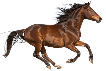 Naklejka premium Running Brown Horse Isolated on Transparent Background
