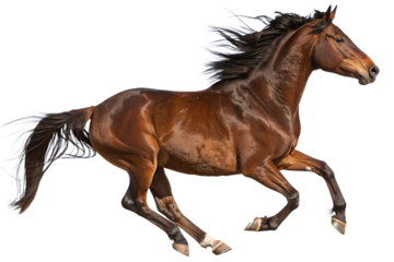 Running Brown Horse Isolated on Transparent Background