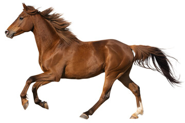 Obraz premium Running Brown Horse Isolated on Transparent Background