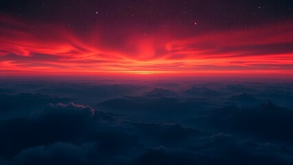 Twilight Sky Captivating Cosmic Panorama in Fiery Red and Orange