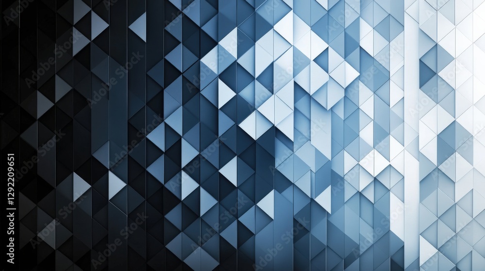 Poster abstract geometric pattern in shades of blue and black, creating a modern design backdrop