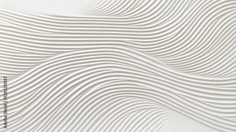 Poster white wavy stripes forming dynamic linear pattern, creating sleek geometric background with minimali