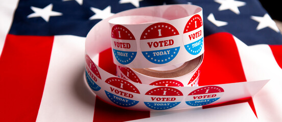 Democracy presidential elections in the USA 2020. Red circle on date 3 of November, copy space