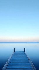 Obraz premium Tranquil Pier Extending into Serene Blue Waters