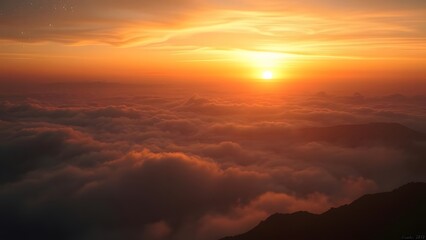 Obraz premium Surreal Celestial Horizon Glowing Panorama in Interstellar Sky