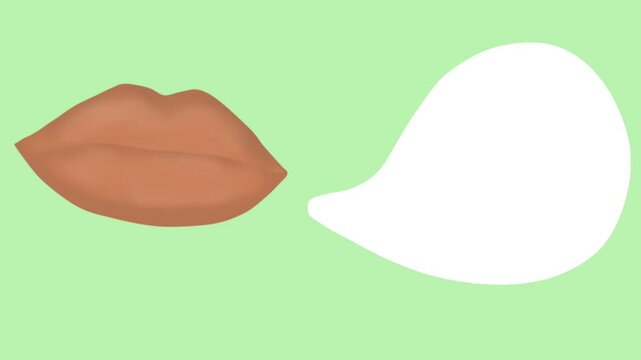 Animated Talking Mouth with Lip Sync on Green Screen Featuring Blank Speech Bubble for Communication Concepts