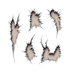 Set of Realistic Torn Metal Textures with Jagged Edges and Detailed Rips for Industrial and Creative Design Projects, Isolated on Transparent and White Background