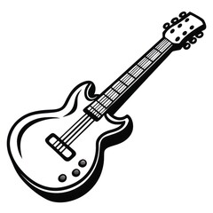 Fototapeta premium a black and white illustration of an electric guitar, ideal for music-related designs and projects. The guitar is in a classic design, with a pick guard and knobs