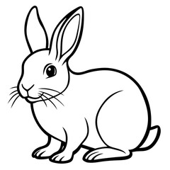 Fototapeta premium a black and white line art illustration of a cute bunny rabbit with long ears