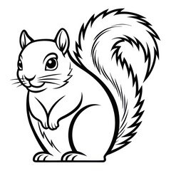 Obraz premium a line drawing of an adorable squirrel with a bushy tail, presented in a cute style