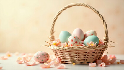 Pastel Easter basket. AI image