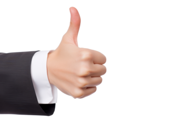 thumb up gesture of a business woman arm isolated on white or transparent png