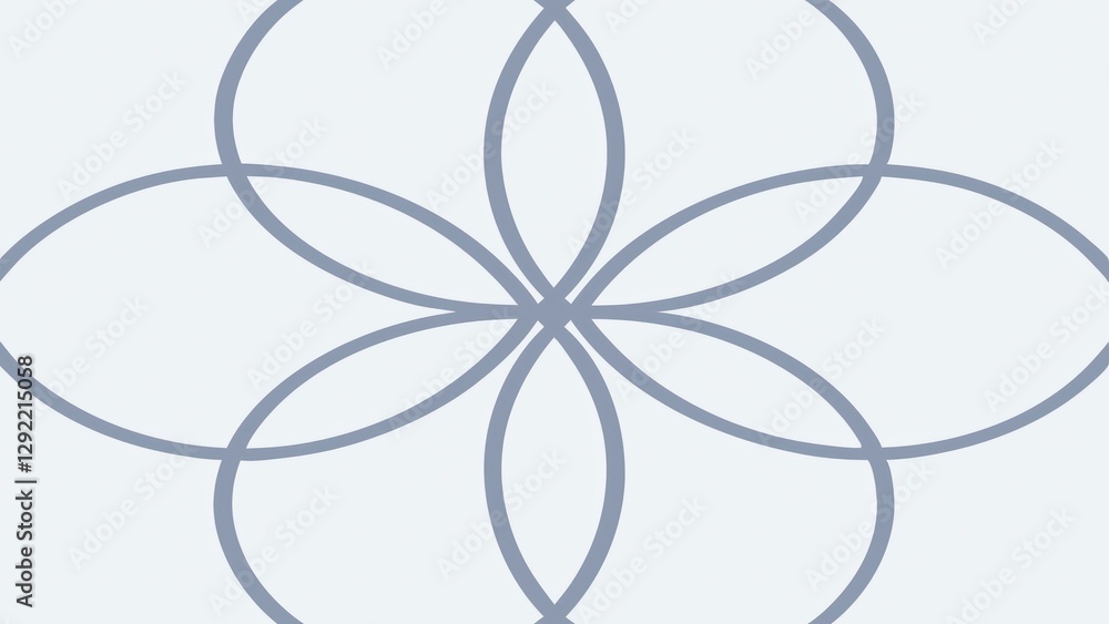 Poster abstract floral design composed of interconnected circles in shades of gray. the design is simple an