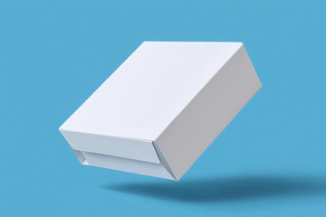 Mockup white box float on blue background 
