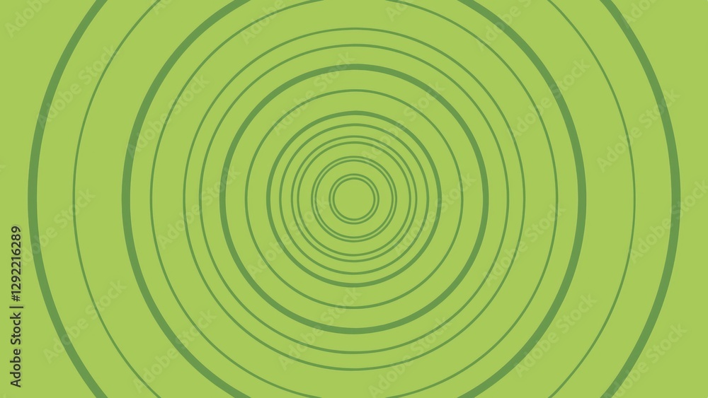Poster an abstract geometric design with concentric circles against a green backdrop