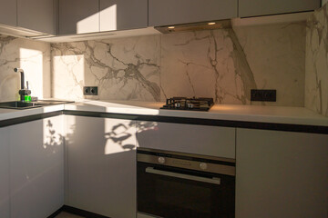 Kitchen Design Modern Marble Backsplash Interior Sunlight