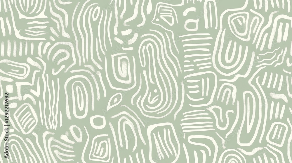 Poster sage green backdrop featuring cream abstract pattern, forming contemporary design suitable for backg