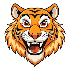 Fototapeta premium a vibrant illustration of a tiger's head with a fierce expression, showcasing its sharp teeth and captivating eyes