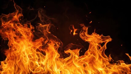 Fototapeta premium flames burning brightly against a dark backdrop