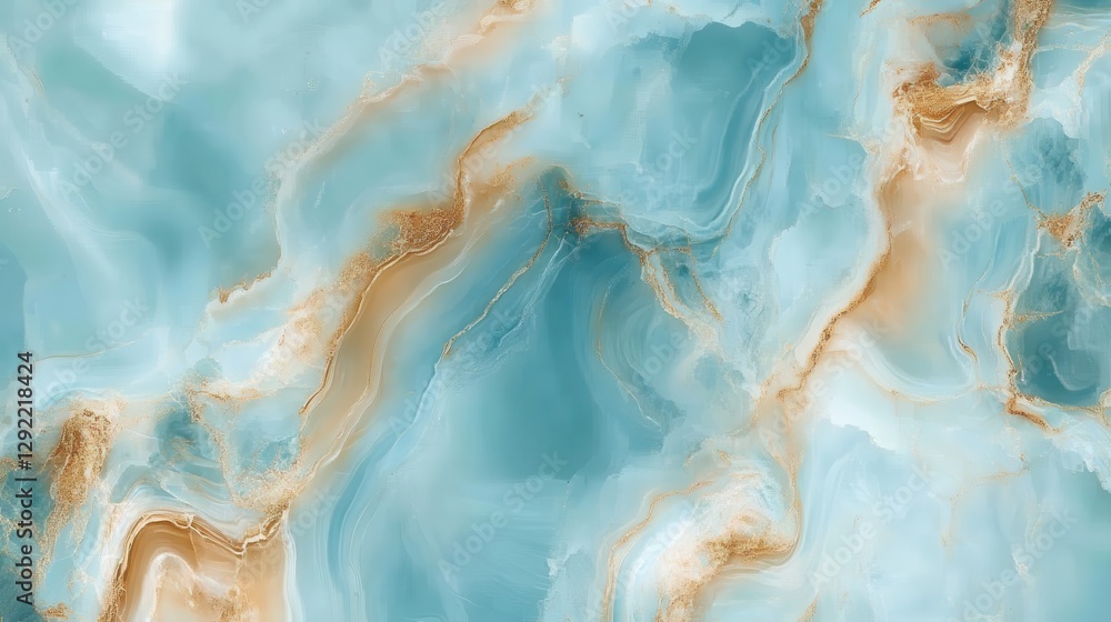 Poster luxurious marble surface blending turquoise and gold tones, presenting refined texture with elegant 