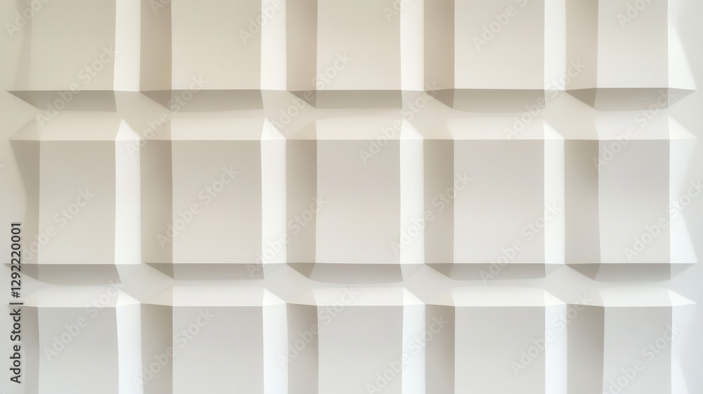 Poster textured white wall displaying repeating geometric pattern, creating minimalist architectural backdr