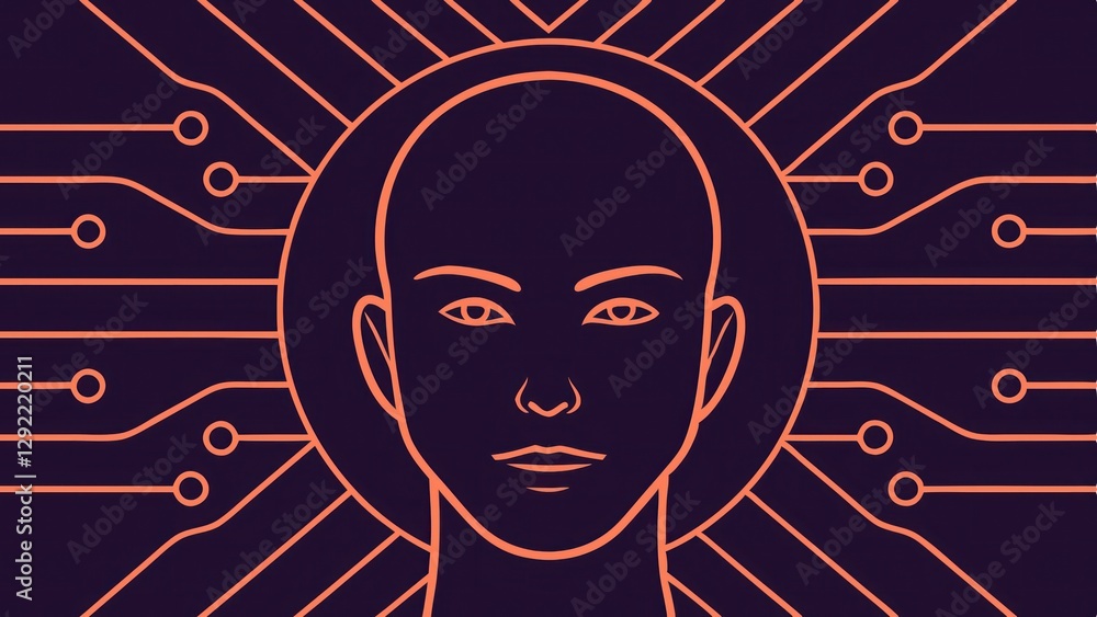 Poster a digital representation of a humanoid figure with a circuit board design, symbolizing artificial in