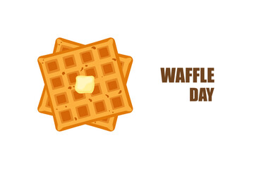 Food vector illustration. Bakery. Crispy waffles, handmade bread. Cooking. Sweet products. Sweet products. Food menu. Blank isolated on white background. For posters, signs, cards, and advertisements