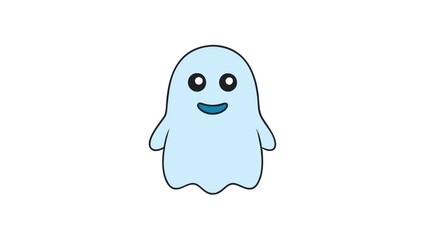 Obraz premium Cute Light Blue Ghost Cartoon Character