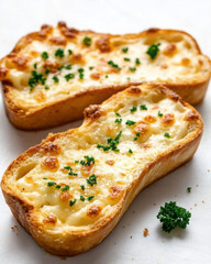 garlic bread isolated on white background 

