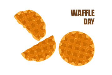 Food vector illustration. Bakery. Crispy waffles, handmade bread. Cooking. Sweet products. Sweet products. Food menu. Blank isolated on white background. For posters, signs, cards, and advertisements