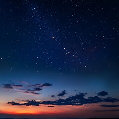 Fototapeta premium Starry night over serene countryside during twilight hours high resolution picture