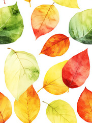 seamless pattern autumn leaves on white