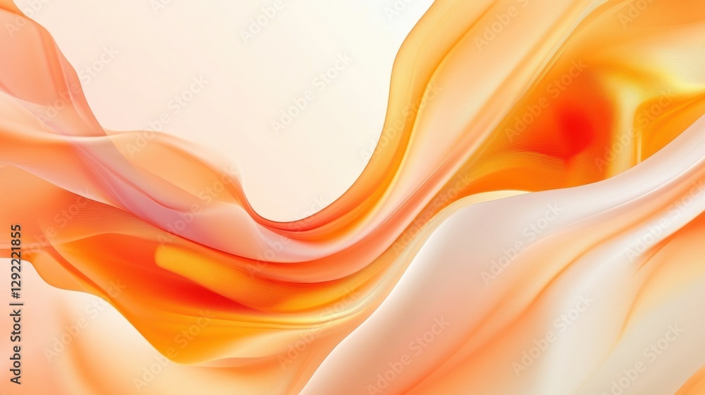 Aufkleber colorful flowing fabric swirls creating an abstract wave shape in soft tones of orange and cream. ge