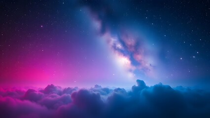 Enchanting Celestial Tapestry Stars in Vivid Magenta and Electric Blue