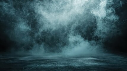 Fototapeta premium Mysterious misty atmosphere with dense smoke and fog