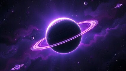 Naklejka premium Celestial Symphony Planetary Alignment in Glowing Orbits
