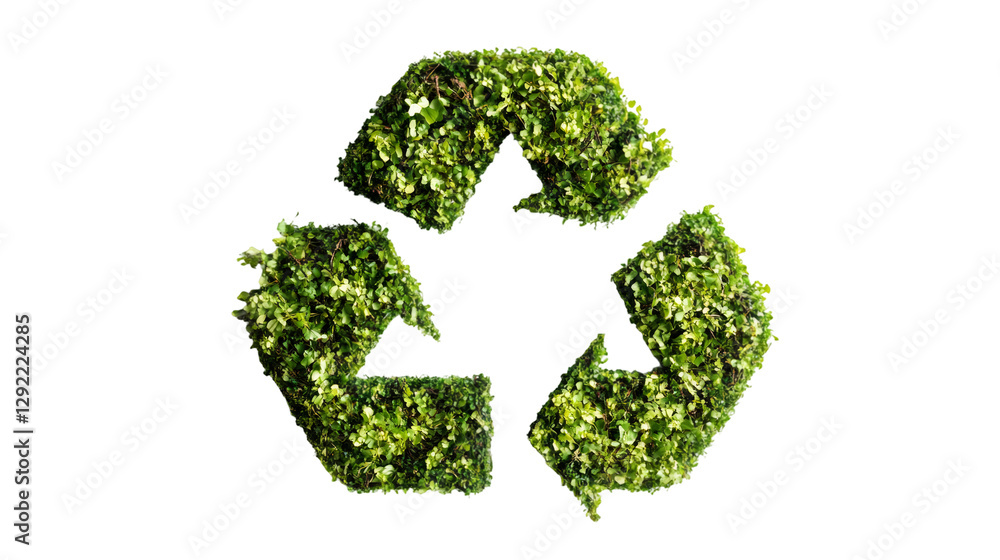 Poster recycle symbol made of green leaves promoting environmental conservation and sustainable practices o