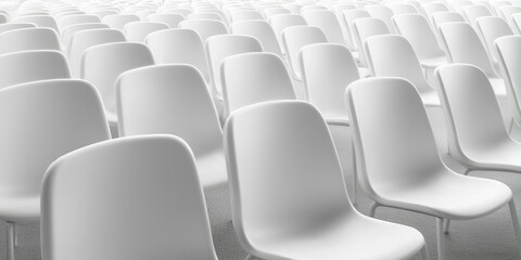Fototapeta premium Empty plastic rows of seats in an outdoor stadium, waiting for a match, preparing a fan zone