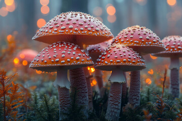 Glowing Mushroom Meadow, Enchanted Forest Floor with Sparkling Light