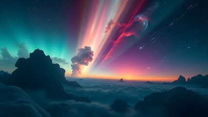 Obraz premium Majestic Twilight Sky Hyper-Detailed Cosmic Panorama